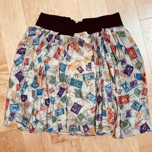Anthropologie Airmail Stamp Skirt